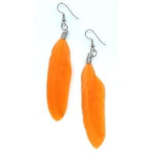  Orange Feather Earrings 