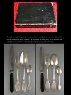 Antique French Silver Plate Flatware Set, Empire Style, Saglier 