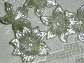 Beautiful, vintage lucite silvery Sage Green Silk Plumeria flower 