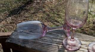 LAVENDER GLASS WINE GLASS LOT LOOK HANDMADE LOVELY COLOR GLASS  