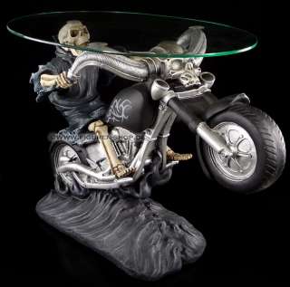 Skelett Tisch   Skelett auf Motorrad Biker Skeleton Skull Table 