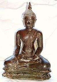 16th 18th Century Sukhothai Seated Bronze Buddha  