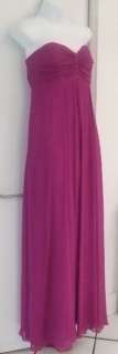 BADGLEY MISCHKA purple SILK chiffon STRAPLESS full length gown DRESS $ 