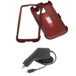 GTMax Red Hard Cover Case+Car Charger for Sprint LG Optimus S LS670