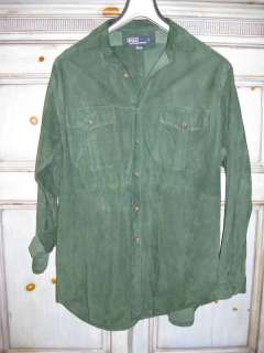 POLO Ralph Lauren forest green suede shirt size L  