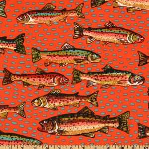  44 Wide On The Rio Grande Trout Orange Fabric By The 