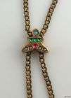   Necklace & Slide 10k Gold Genuine Opal Pearl Simulant Emerald Ruby
