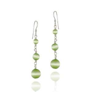  Light Green Cats Eye and Sterling Silver Dangle Bead 