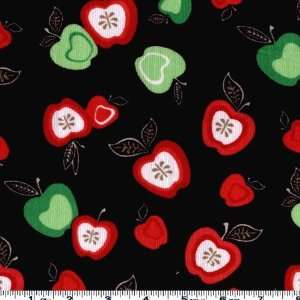  45 Wide 21 Wale Corduroy Apples Black Fabric By The Yard 
