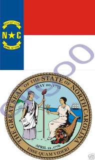 NORTH CAROLINA State Flag + SEAL 2 stickers decals USA  
