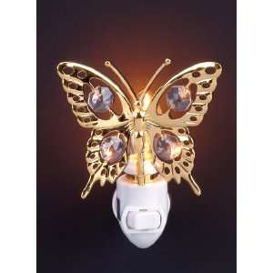  Butterfly 24k Gold Plated Swarovski Crystal Night Light 