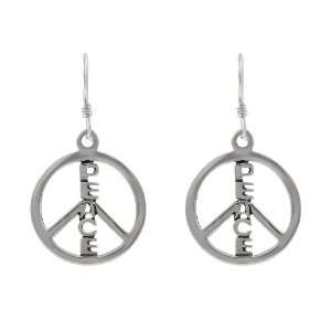  Sterling Silver PEACE Center Earrings Jewelry