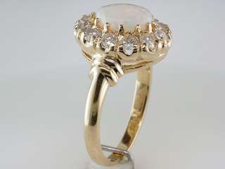 Vintage Antique Victorian 1.35ct Opal Diamond 14K Gold Engagement 