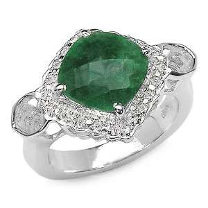  3.40 ct. t.w. Emerald and White Topaz Ring in Sterling 