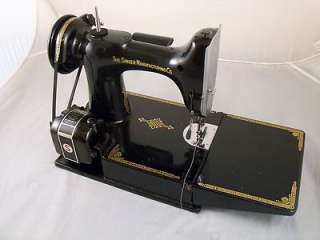 Vintage Singer Featherweight 221 Sewing Machine w/ Case and 