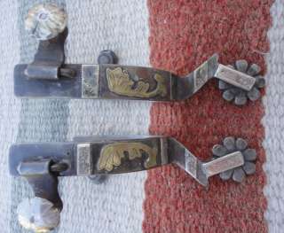 nice rare pair of handmade double mounted cowboy spurs by world famous 