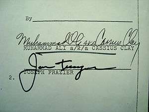 MUHAMMAD ALI v JOE FRAZIER I Original Contract Signed By Both Cassius 