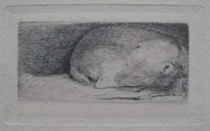 REMBRANDT Amand Durand Signed Etching SLEEPING PUPPY  