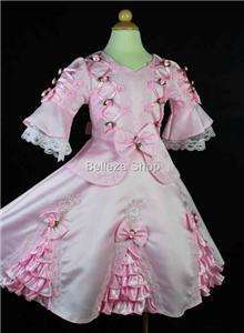 Girls Pink Vintage Victorian Party Dress SZ 4T 5T VD P2  