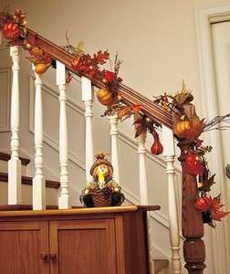   FOOT LIGHTED RAILING MANTEL OR WINDOW GARLAND THANKSGIVING NEW  