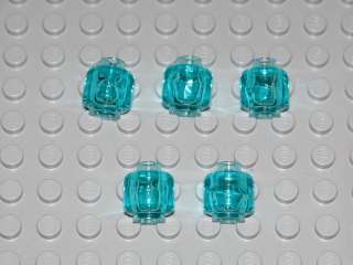 Lego 5x Minifig Head (Plain) TransLight Blue 4504 10030  