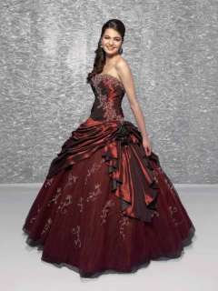 Stock Burgundy Strapless Gorgeous Prom Dresses PartyBall Gown SZ6 8 10 