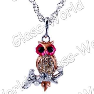7strands Owl Rhinestone&Enamel&Imitate Pearl Pendant Necklaces TY0447