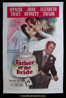 FATHER OF THE BRIDE * 1SH ORIG MOVIE POSTER 1950 LINEN  