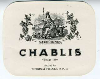 1900 Chablis Wine Label Old Poodle Dog San Francisco  