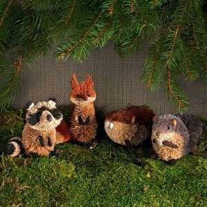   Woodland Animal Ornament Set Lot Raccoon Fox Beaver Squirrel  
