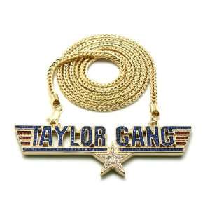 Iced Out Wiz Khalifas TAYLOR GANG STAR Air Force Anh?nger w/36 