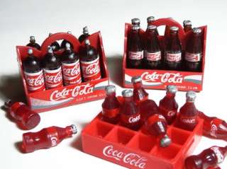   COLA COKE Drink Soda Pop & 3 Tray Plastic Dollhouse Miniature  