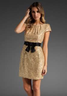MILLY Paillettes Brigitte Dress in Gold  