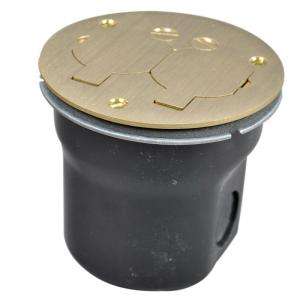   15 Amp Round Brass Cover 2 Outlet Floor Box 862DB 