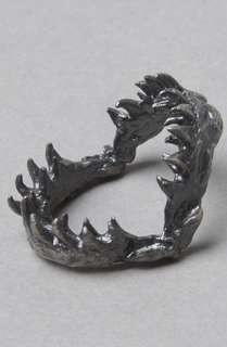 Obey The Shark Jaw Ring in Silver Oxide  Karmaloop   Global 