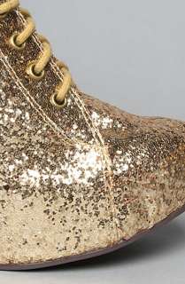 Jeffrey Campbell The 99 Tie Shoe in Gold Glitter  Karmaloop 