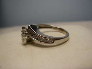 Nice 14K White Gold Marquise Diamond Engagement Ring with Fitted 