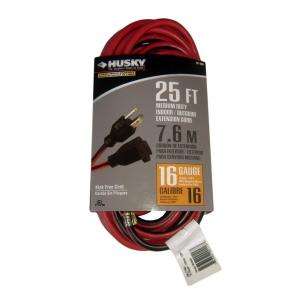 Husky 25 ft. Red and Black 16/3 Medium Duty Indoor/Outdoor Extension 