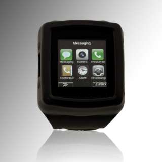 Handy Uhr Gummi mit1.54 LCD Touchscreen Kamera Bluetooth  schwarz 