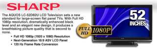 Sharp LC 52D82U 52 HD LCD HDTV   1080p, HDMI, 169, 1080p, 120Hz, 3x 
