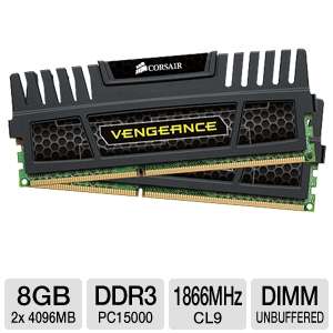 Corsair CMZ8GX3M2A1866C9 Vengeance 8GB PC15000 DDR3 RAM   1866MHz 