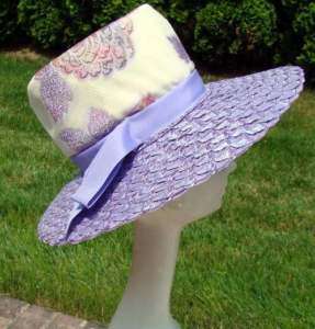 Vintage 1950s CHAPEAUX DU MONDE Lilac Straw/Fabric Hat  