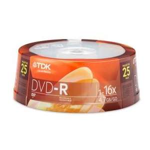 TDK 48517 25 Pack 16X DVD R Spindle   4.7GB 