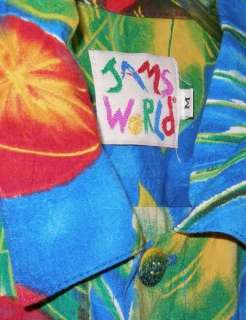 JAMS WORLD MULTICOLOR RAYON FLORAL w/FRUIT SS SHIRT M  
