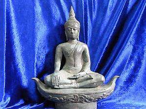 VINTAGE SUKHOTHAI BUDDHA STATUE SITTING ON THE BOAT NICE AND RARE12H 