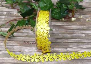 1m Dekoband Band 3D Karten selbstklebend Blumen Borte gelb  