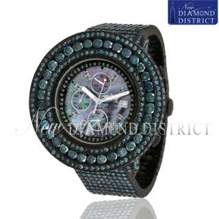   TOTAL ALL PAVE BLUE DIAMOND BREITLING SUPER AVENGER IN BLACK PVD WATCH
