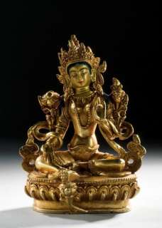Tara Buddha Statue Figur Bronze Tibet feuervergoldet  
