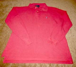 Boys Ralph Lauren long sleeve POLO shirt Pink / Salmon Sz M 12 / 14 