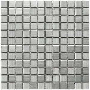   11 7/8 in.x 11 7/8 in. Stainless Steel Over Porcelain Mosaic Wall Tile